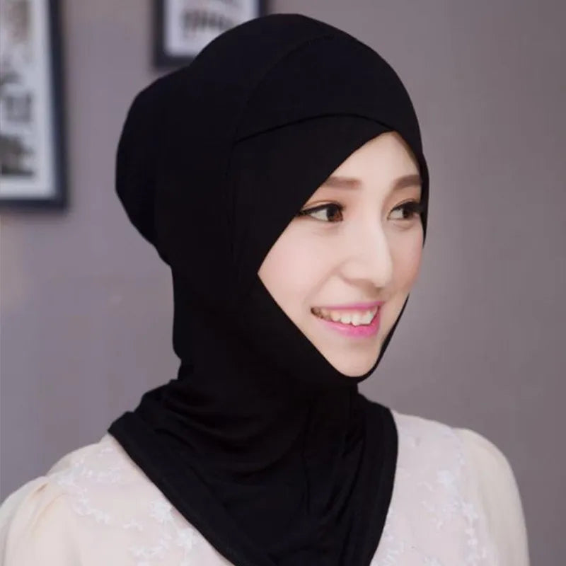 Muslim Women Head Scarf Cotton Underscarf Stretch Hijab Turban Headwrap Underscarf Cap Shawl Islam Scarf Inner Headband Bonnet