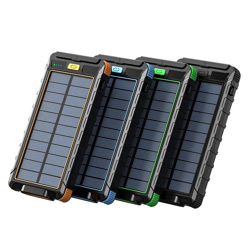 20000Mah Solar Power Bank for Iphone 11 Samsung Xiaomi Powerbank Waterproof Solar External Battery Poverbank with LED Light