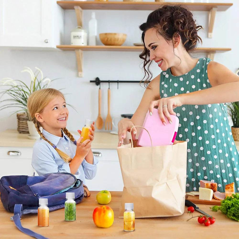 2 Oz Small Ginger Shot Bottles Plastic Bottles with Caps Plastic Containers with Lids Reusable Clear Shot Jars with Scale