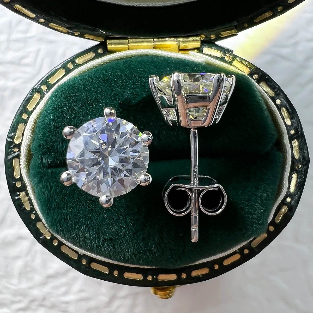 Anujewel 4/2/1Ct Total Moissanite Stud Earrings 925 Sterling Silver Certificate Moissanite Earrings Jewelry Making Supplies