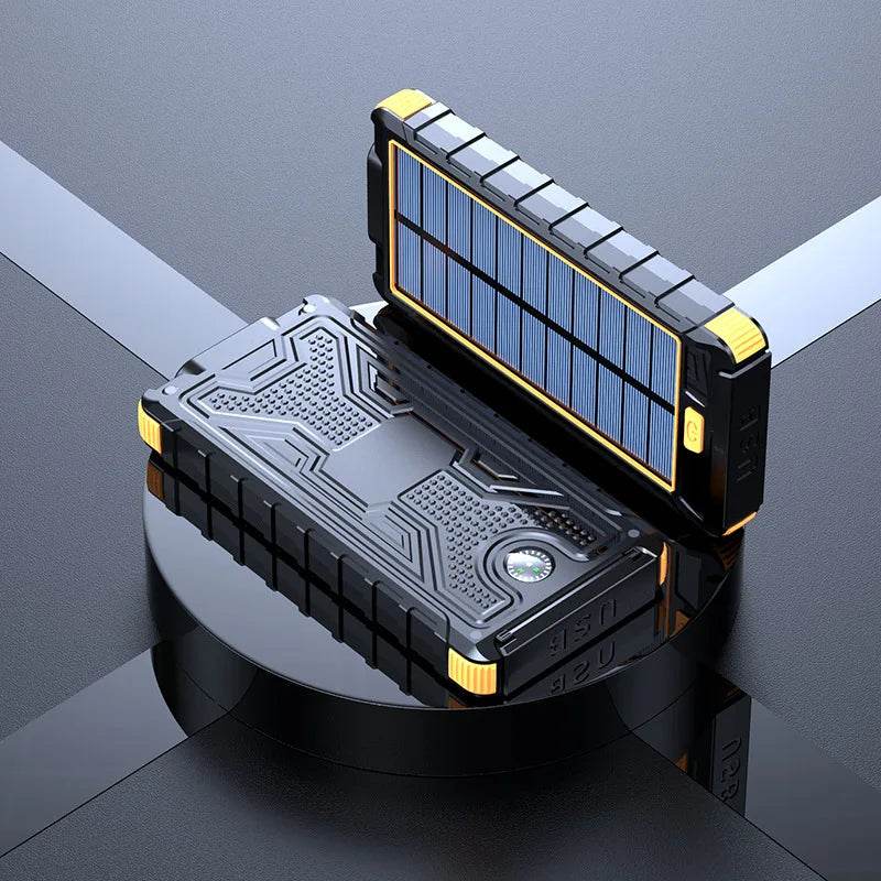 20000Mah Solar Power Bank for Iphone 11 Samsung Xiaomi Powerbank Waterproof Solar External Battery Poverbank with LED Light