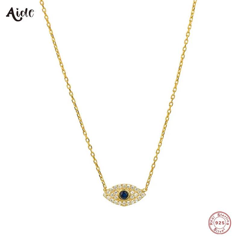 925 Sterling Silver Korean Fashion INS Evil Eye Diamond Pendant Necklace for Women Girls Gifts Party Fine Jewelry Collares