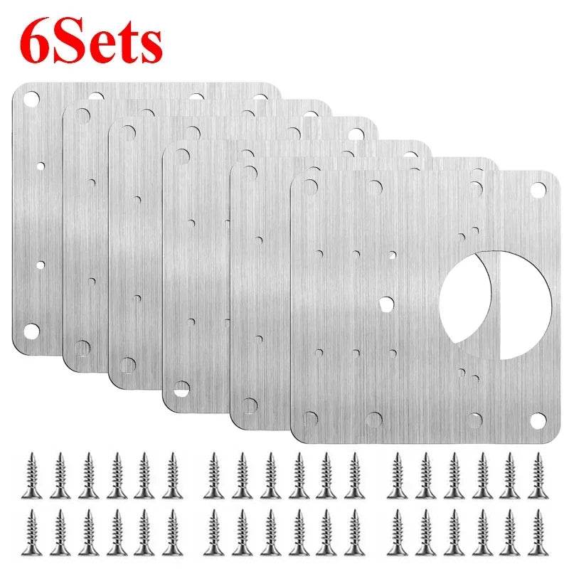 2/10Sets Hinge Repair Plate Kitchen Cabinet Door Hinges Mounting Plate with Screw Flat Fixing Brackets Furniture Hardware Tools