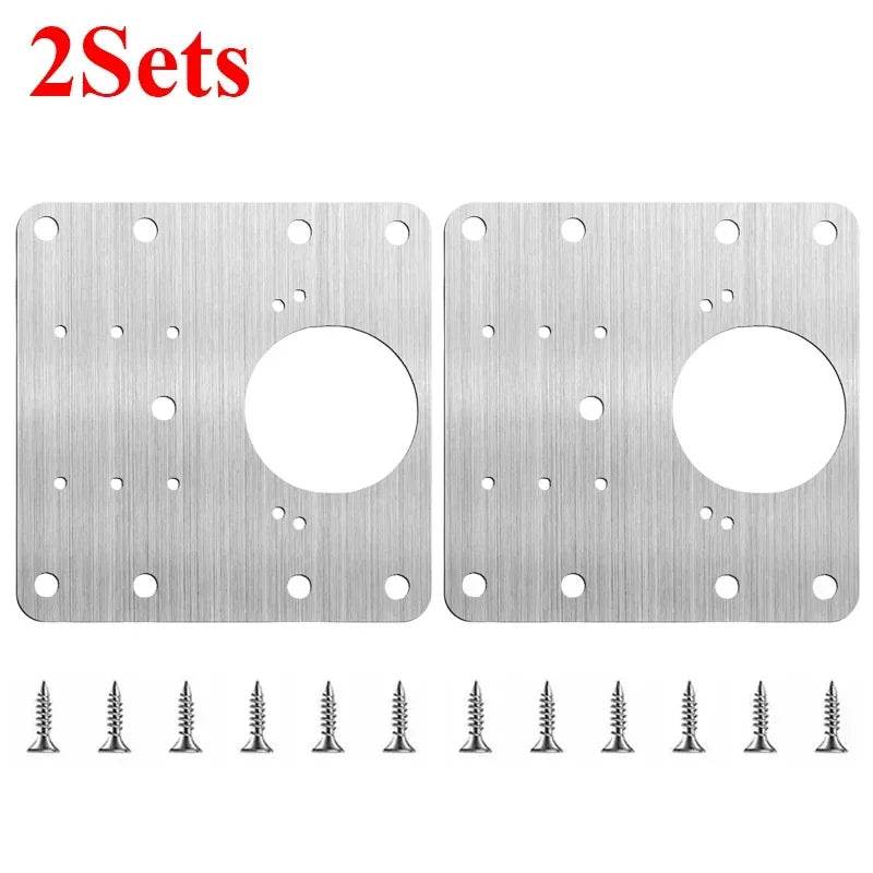 2/10Sets Hinge Repair Plate Kitchen Cabinet Door Hinges Mounting Plate with Screw Flat Fixing Brackets Furniture Hardware Tools