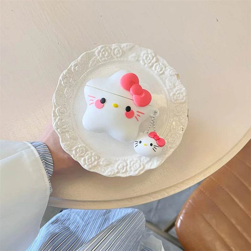 3D Hello Kitty Star Style Protective Earphone Silicone Cover for Airpods Pro 2 Case/Airpods 3 Case/Airpods 1/2 with Keychain