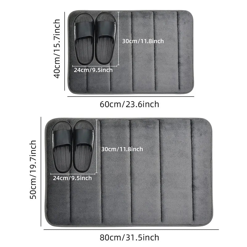 PlushDry Coral Fleece Bath Mat - Ultra-Absorbent Machine Washable Rug for Bathroom & Toilet