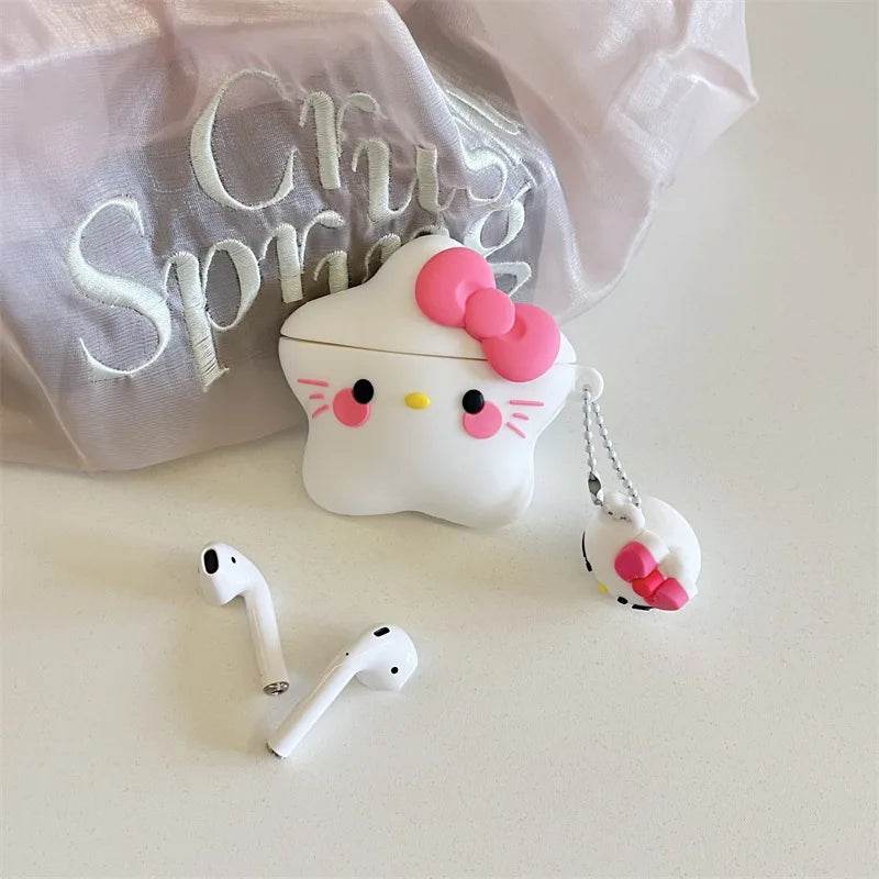 3D Hello Kitty Star Style Protective Earphone Silicone Cover for Airpods Pro 2 Case/Airpods 3 Case/Airpods 1/2 with Keychain