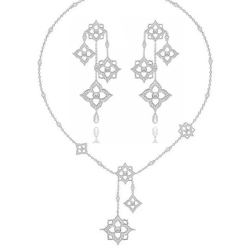 GODK TRENDY Long Tassel Statement Necklace for Women Wedding Party Cubic Zircon CRYSTAL CZ Dubai Bridal Jewelry Gift