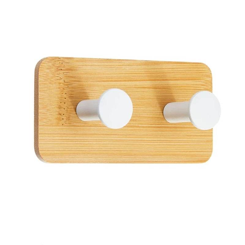 1Pcs Bamboo Wood Hook Wall Clothes Hanger Door Keychain Holder Sticky Hook Kitchen Gadgets for Home Bathroom Accessories Cozinha