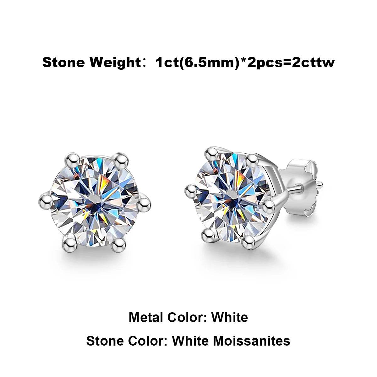 Anujewel 4/2/1Ct Total Moissanite Stud Earrings 925 Sterling Silver Certificate Moissanite Earrings Jewelry Making Supplies
