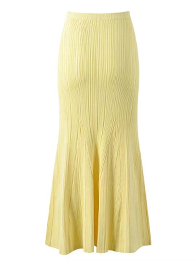 Solid Sexy Two Piece Sets for Women Lapel Long Sleeve Spliced Button Shirt High Wasi Slim Bodycon Skirt Knitted Suits Female