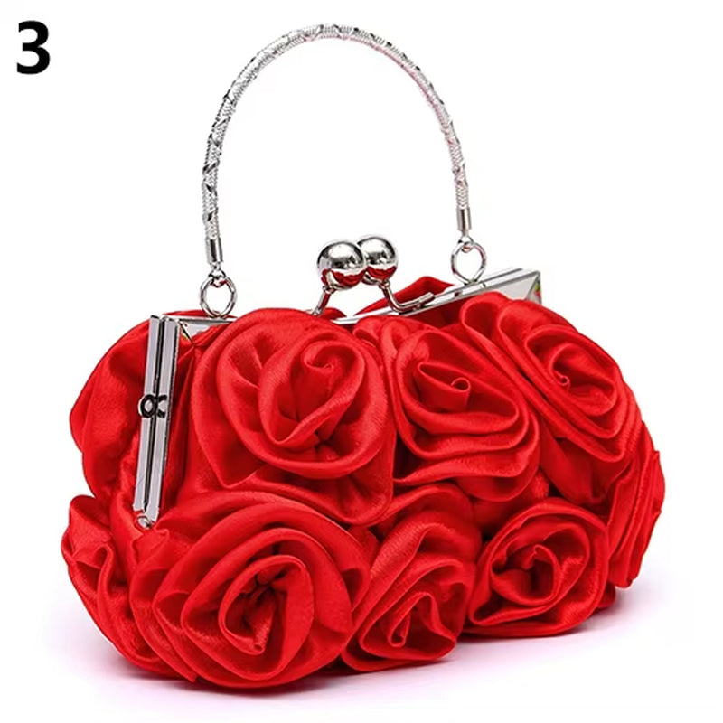 Fashion Women'S Bag Rose Flower Solid Color Handbag Casual Evening Party Wedding Handbags Luxury Women Clutch Bag Сумка Женская