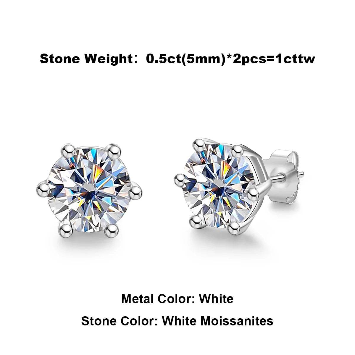 Anujewel 4/2/1Ct Total Moissanite Stud Earrings 925 Sterling Silver Certificate Moissanite Earrings Jewelry Making Supplies