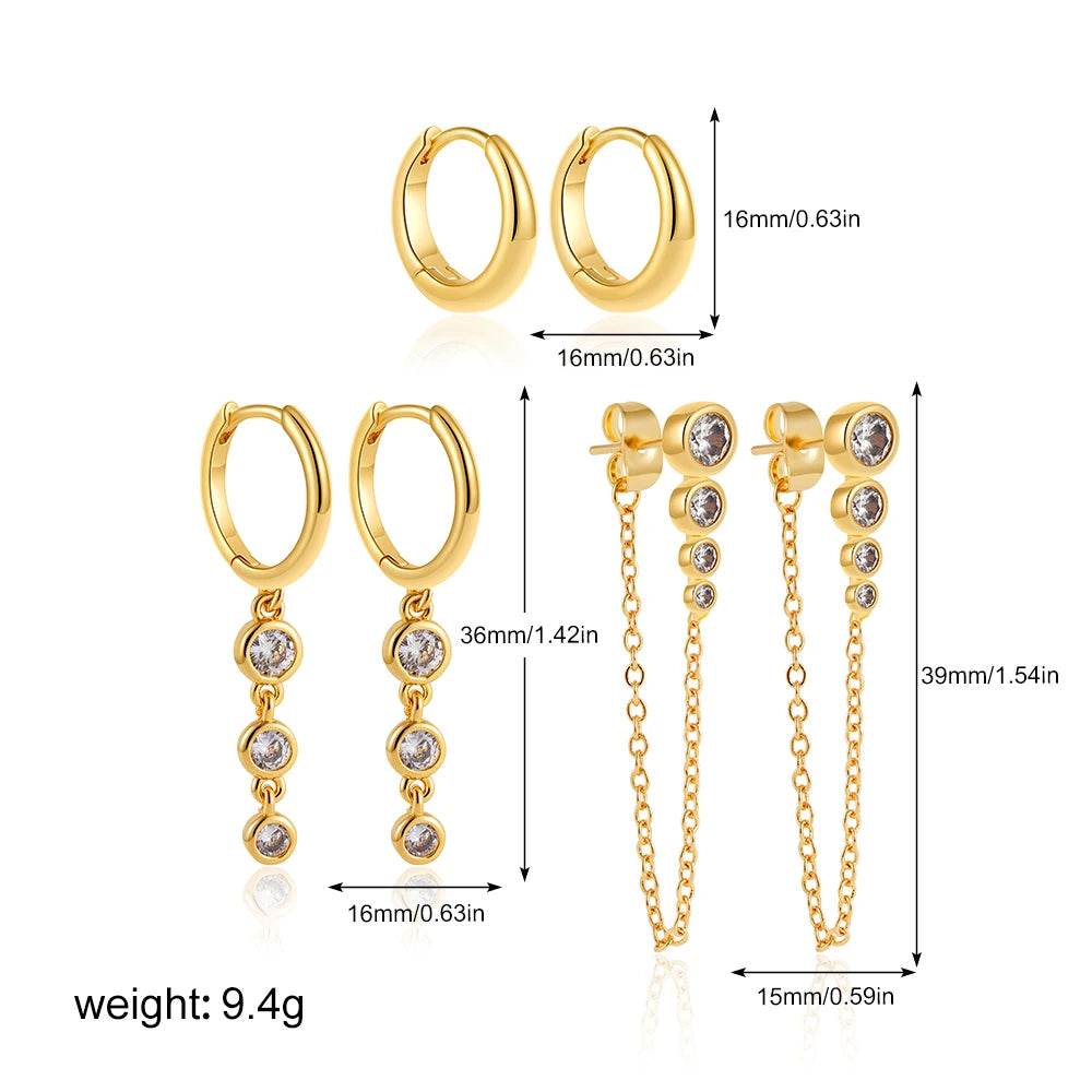 Dainty Zircon Small Stackable 14K Gold Plated Earrings Set for Women Multiple Piercing Cartilage Huggie Hoop Earring Jewelry