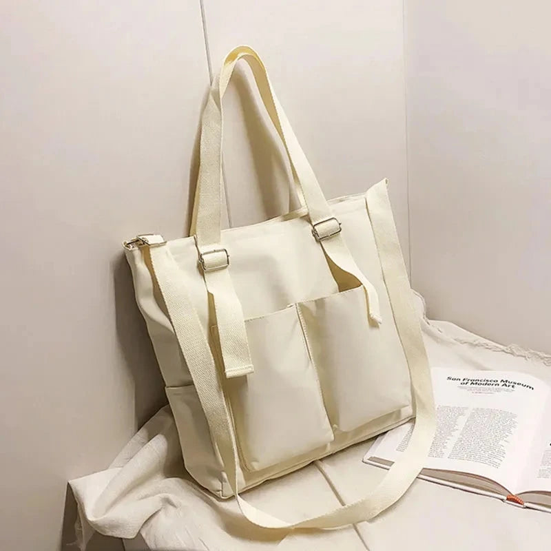 Female Simple Shoppers Bags Fashion Zipper Oxford Shoulder Handbags Waterproof Large Capacity Women'S Brand Crossbody Tote Bags