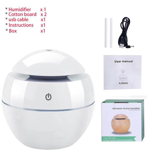 350ML USB Aroma Oil Diffuser Wood Electric Humidifier Ultrasonic Air Humidifier Mini Aromatherapy LED Light Mist Maker for Home