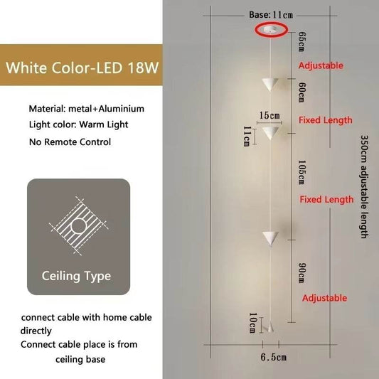 2025 Nordic Modern Minimalist Living Room Floor Light Black White Cone Desigh Art Decorative Hanging Cable Floor Lamp for Bedroo