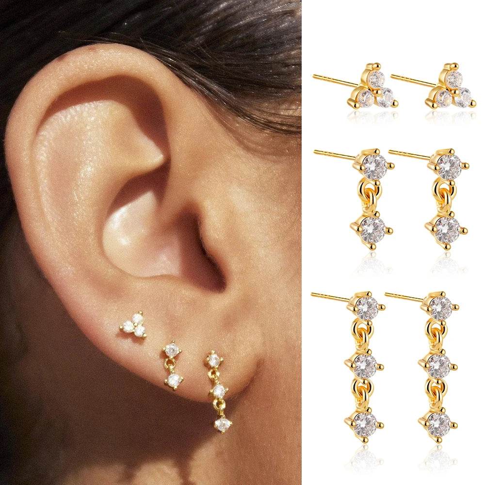 Dainty Zircon Small Stackable 14K Gold Plated Earrings Set for Women Multiple Piercing Cartilage Huggie Hoop Earring Jewelry