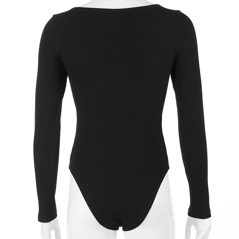 BIG PROMOTION Y2K European and American Spring and Autumn Long Sleeved Women'S V-Neck Breast Knitted Shaping Sexy Bodysuit