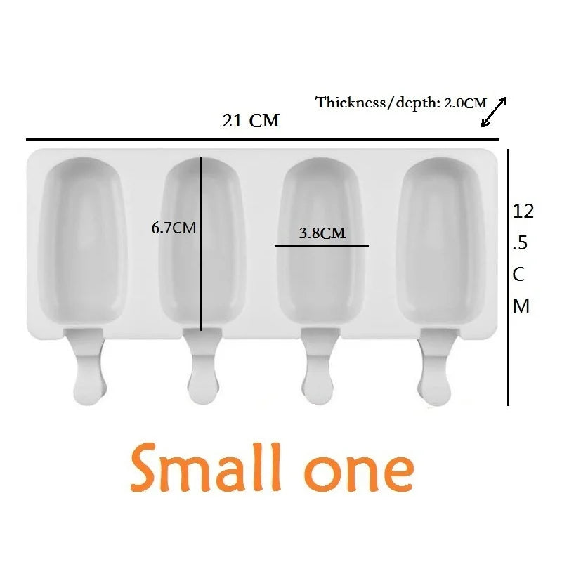 SAKOLLA Popsicle Silicone Mold, 4 Cavity Popsicle Molds, Home DIY Ice Cream. Children'S Handmade Cake, Ice Cream Mold, Oval Cake