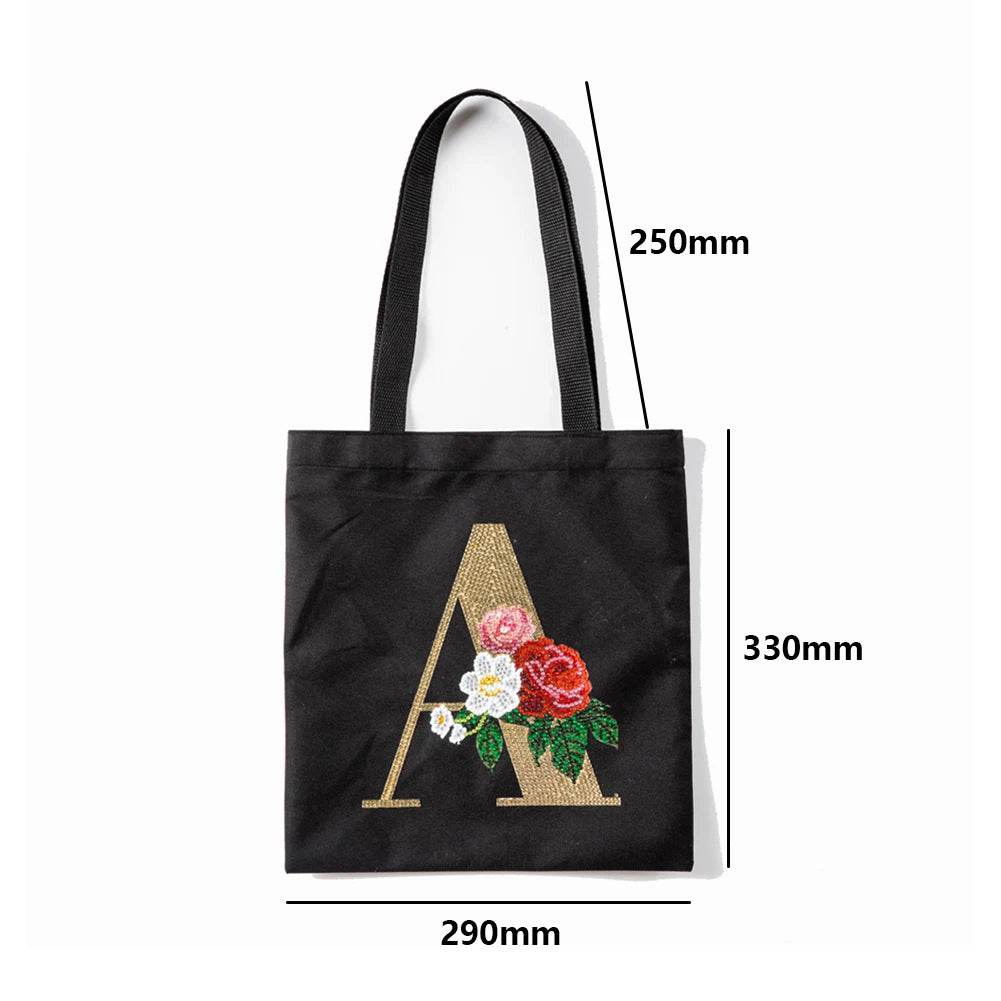 A-Z DIY Diamond Painting Handbag Mosaic Drill Eco-Friendly Shopping Storage Bags Cross Stitch Grocery Tote Home Craft Organizer