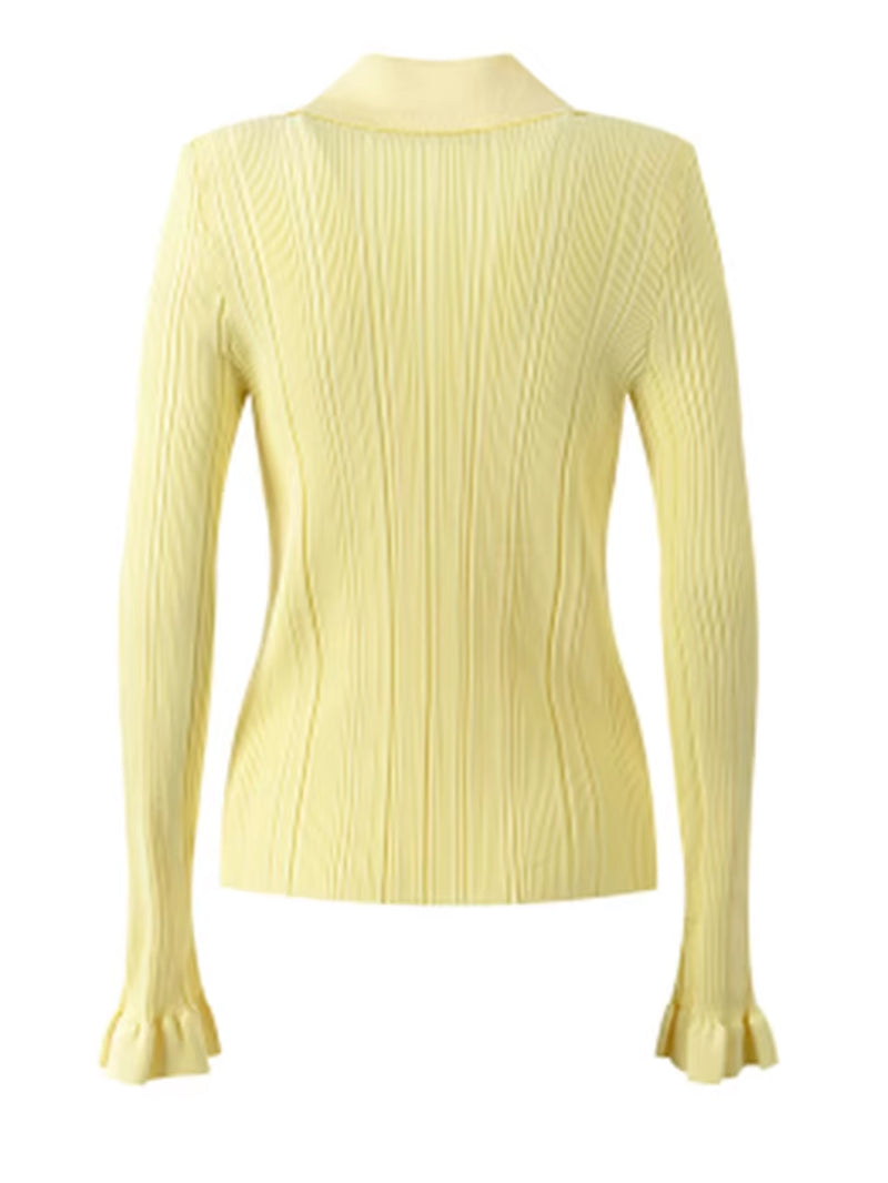 Solid Sexy Two Piece Sets for Women Lapel Long Sleeve Spliced Button Shirt High Wasi Slim Bodycon Skirt Knitted Suits Female