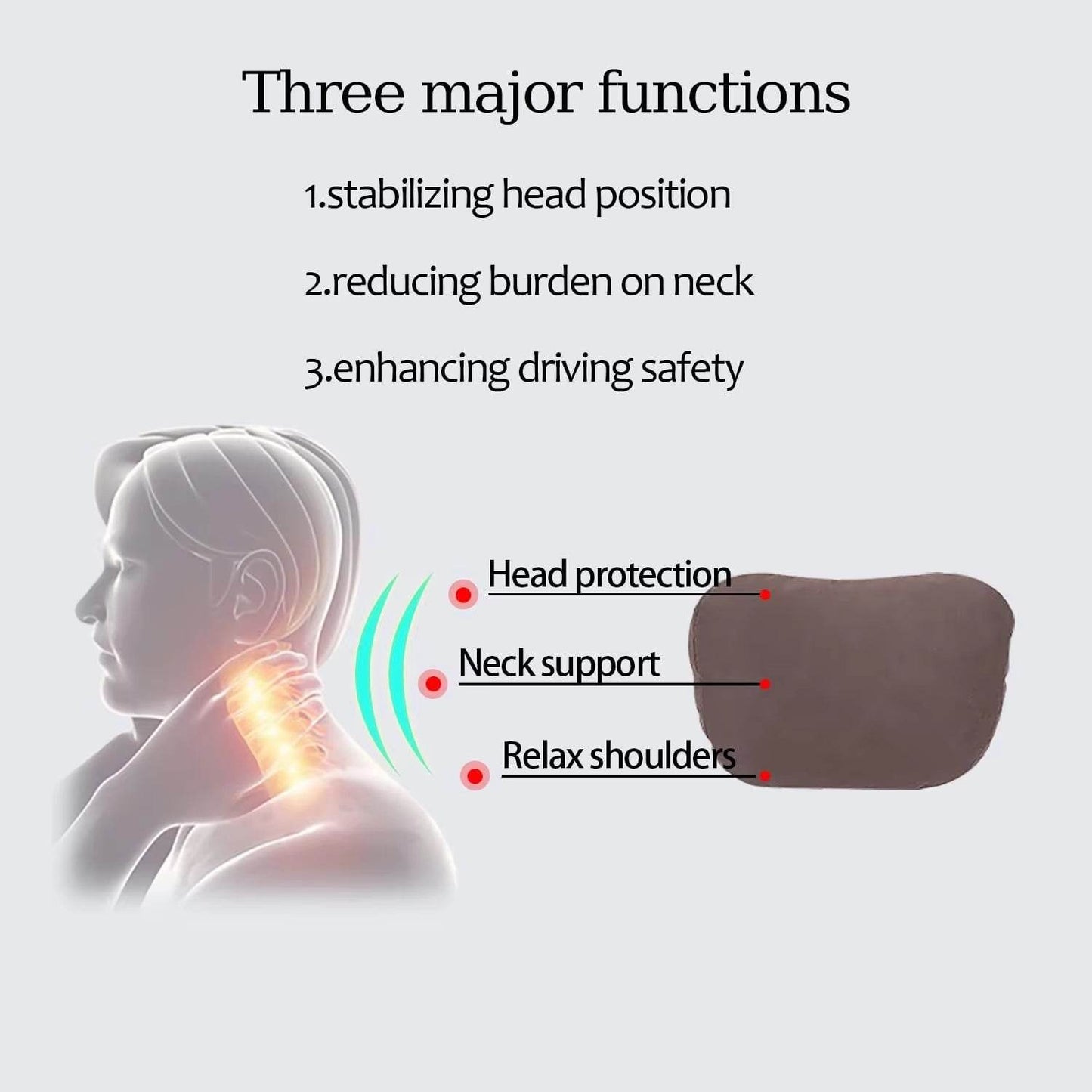 Car Neck Pillow Car Seat Headrest Pillow Auto Memory Cotton Protector Cushion for Universal Car Head Support for Gaming Chair