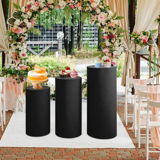 3Pcs Cylinder Pedestal Covers Plinth Stand Pillar Covers Cylinder Plinth Stand Covers for Engagement Wedding Decoration Props