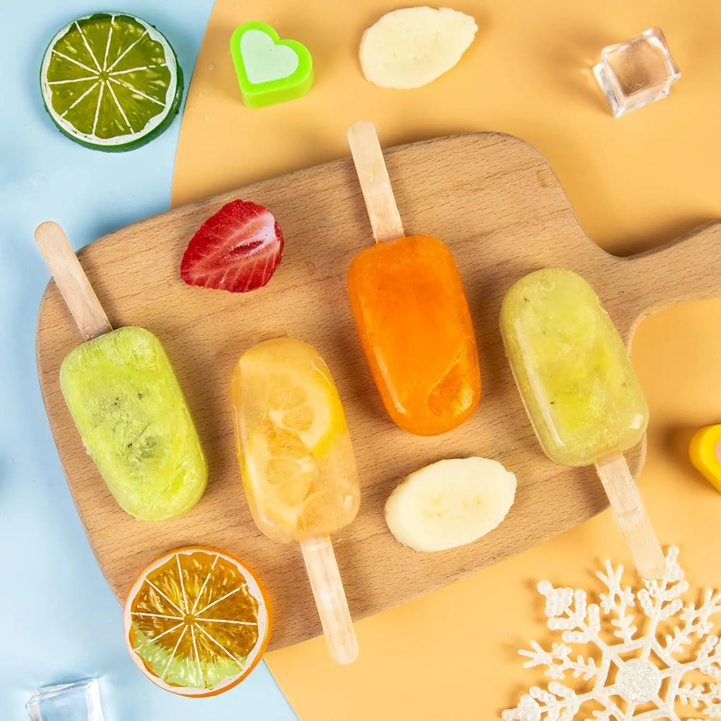 SAKOLLA Popsicle Silicone Mold, 4 Cavity Popsicle Molds, Home DIY Ice Cream. Children'S Handmade Cake, Ice Cream Mold, Oval Cake