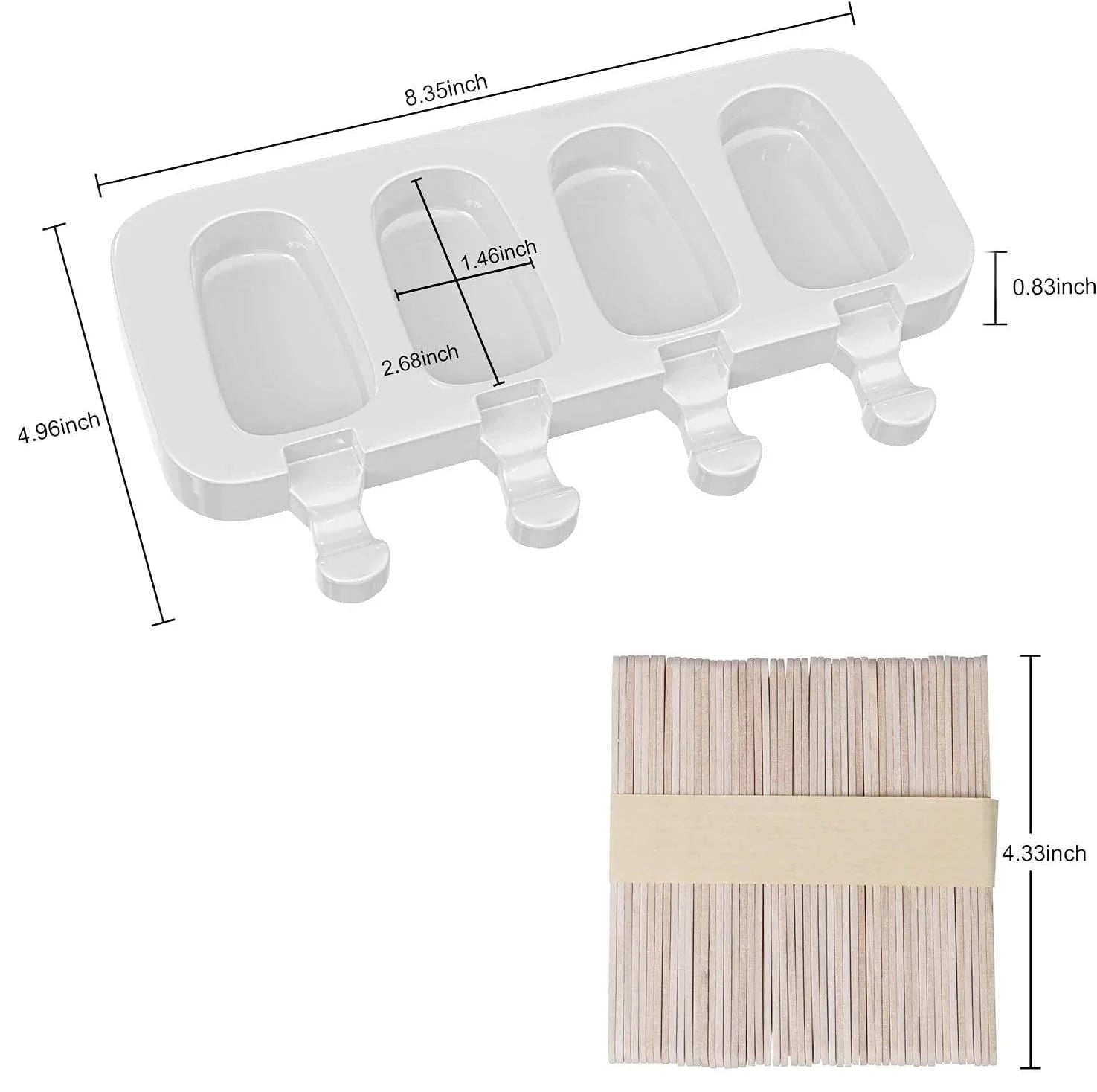 SAKOLLA Popsicle Silicone Mold, 4 Cavity Popsicle Molds, Home DIY Ice Cream. Children'S Handmade Cake, Ice Cream Mold, Oval Cake
