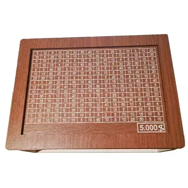 500/1000/2000/3000/5000/10000 Euro Money Box Piggy Bank Wood Money Bank Reusable Money Box with Saving Goal and Numbers Boxes