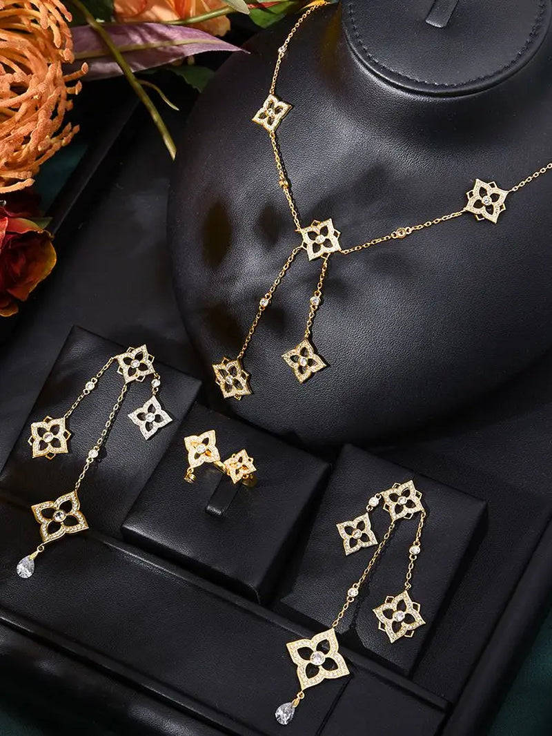 GODK TRENDY Long Tassel Statement Necklace for Women Wedding Party Cubic Zircon CRYSTAL CZ Dubai Bridal Jewelry Gift