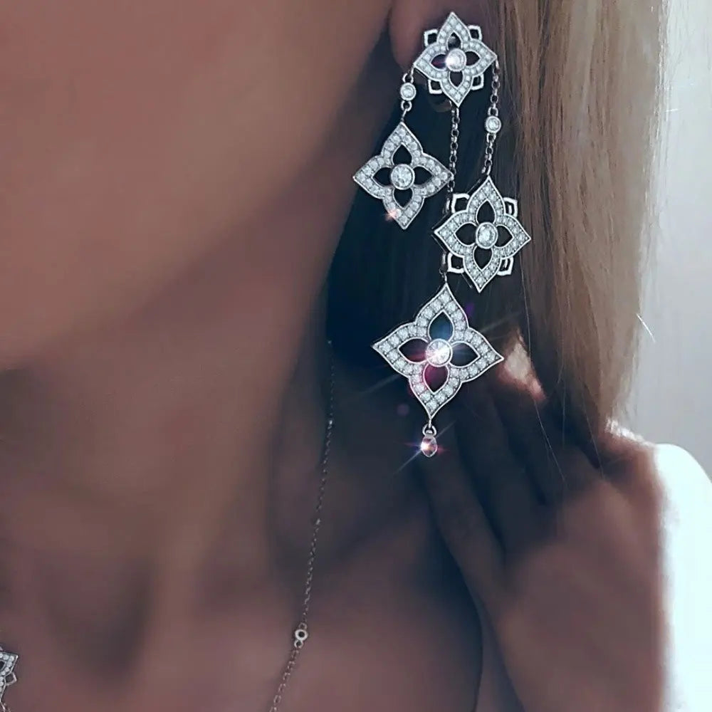 GODK TRENDY Long Tassel Statement Necklace for Women Wedding Party Cubic Zircon CRYSTAL CZ Dubai Bridal Jewelry Gift