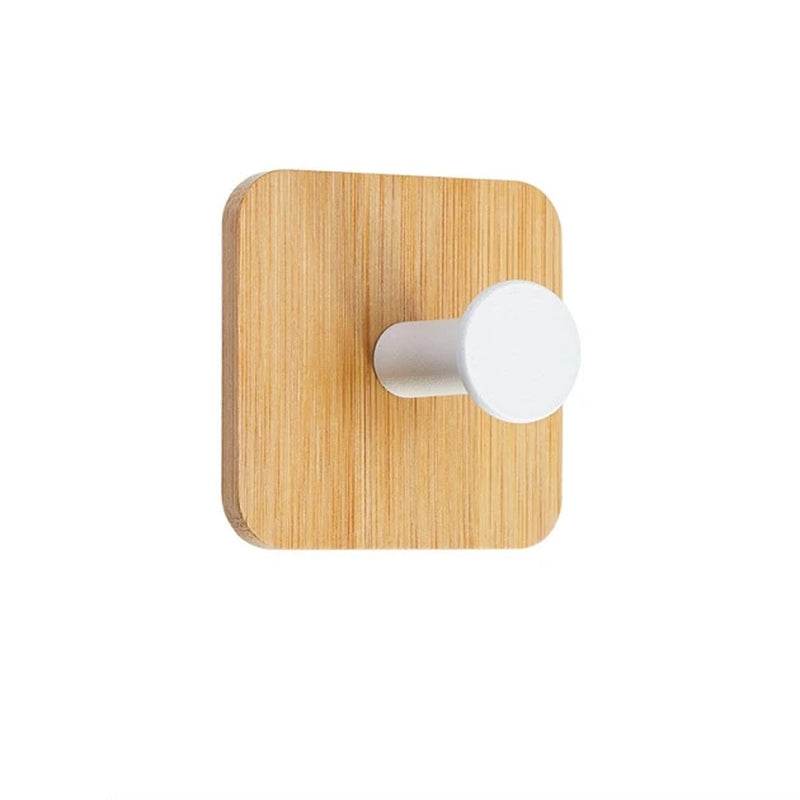 1Pcs Bamboo Wood Hook Wall Clothes Hanger Door Keychain Holder Sticky Hook Kitchen Gadgets for Home Bathroom Accessories Cozinha