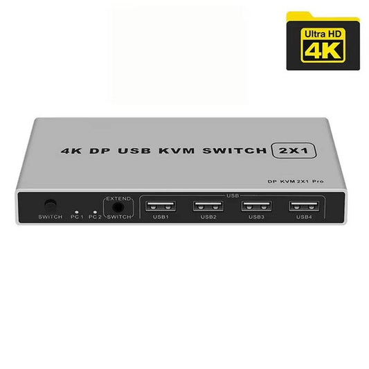8K Dual-Port DP USB KVM 2X1 Displayport KVM Switch 2 in 1 Out 4K 60Hz 2-Port DP 1.4 USB KVM Switch Support Mouse Keyboad Printer