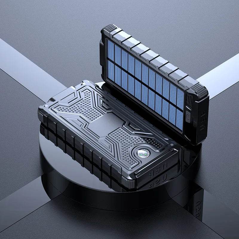 20000Mah Solar Power Bank for Iphone 11 Samsung Xiaomi Powerbank Waterproof Solar External Battery Poverbank with LED Light