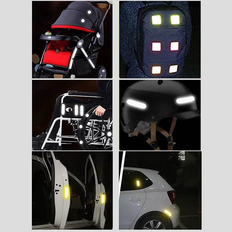 10PCS Baby Stroller Anti-Collision Reflective Patch Bicycle Night Light Patch Safety Warning Patch Multiple Uses