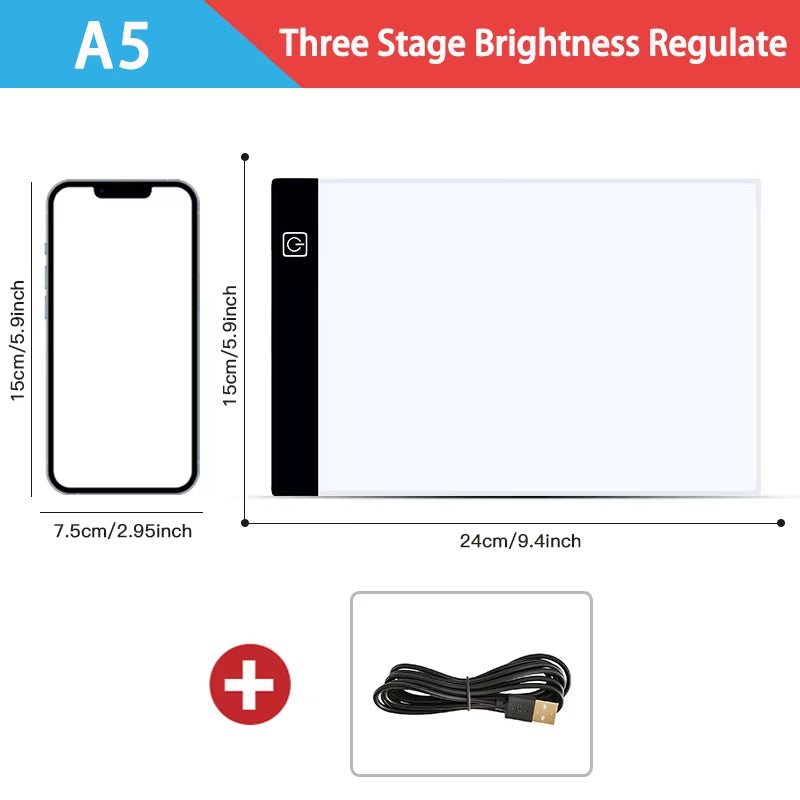 ArtTrace LED Light Box - A3/A4/A5 Dimmable Tracing Pad for Drawing, Animation & Crafting