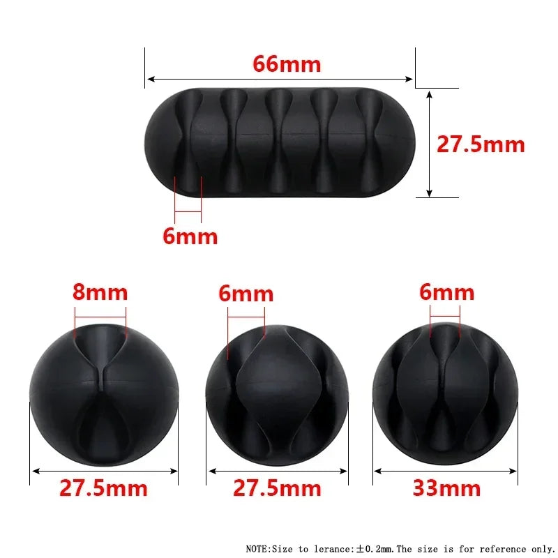 1~150Pcs Silicone USB Cable Organizer Cable Winder Desktop Tidy Management Clips Cable Holder Mouse Headphone Wire Organizer