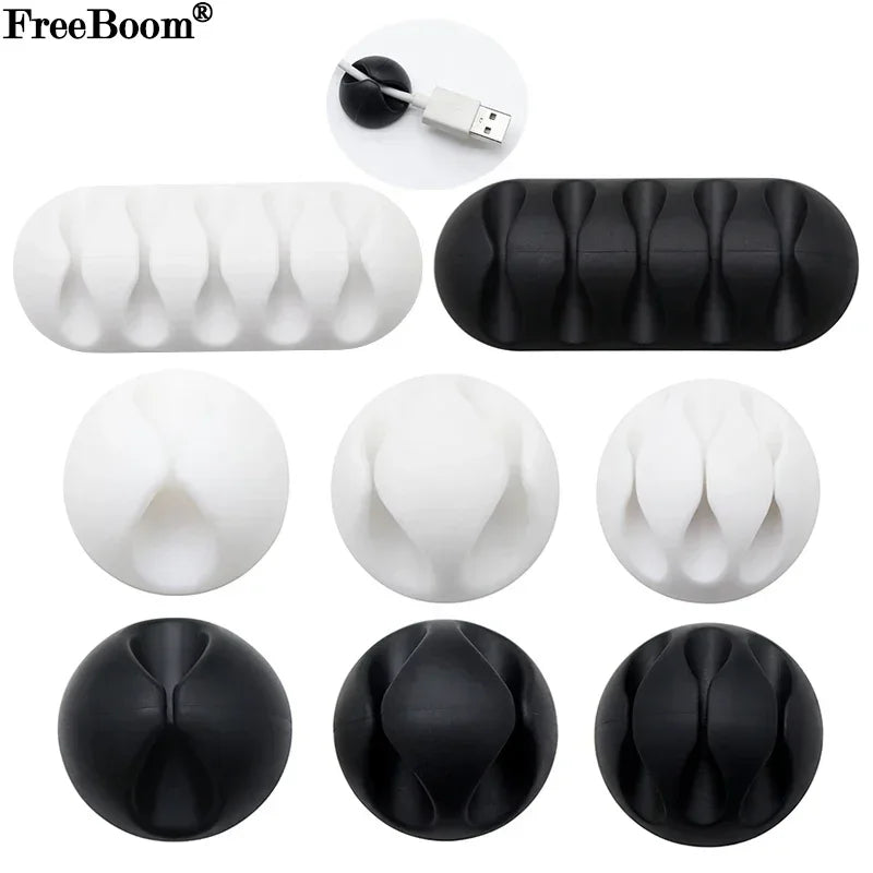 1~150Pcs Silicone USB Cable Organizer Cable Winder Desktop Tidy Management Clips Cable Holder Mouse Headphone Wire Organizer