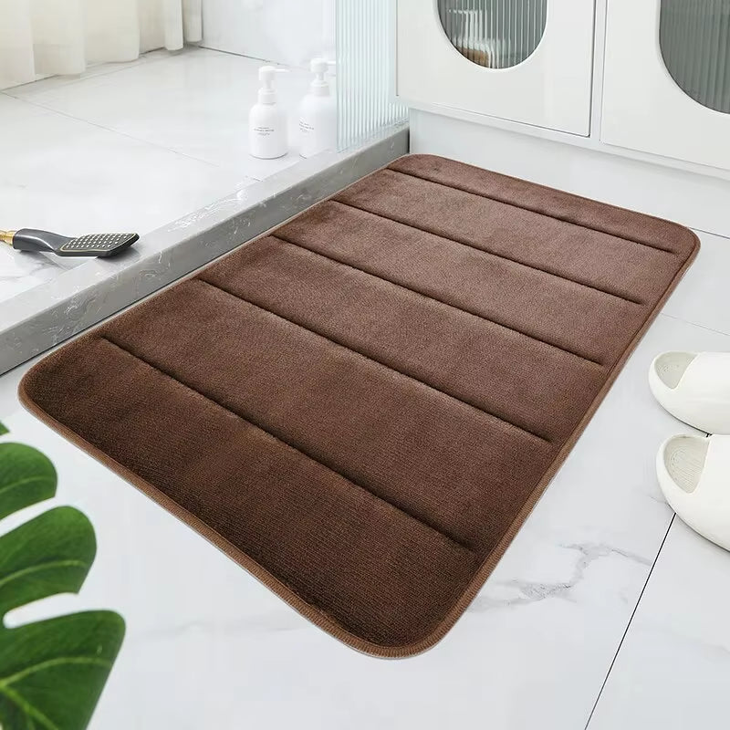 PlushDry Coral Fleece Bath Mat - Ultra-Absorbent Machine Washable Rug for Bathroom & Toilet