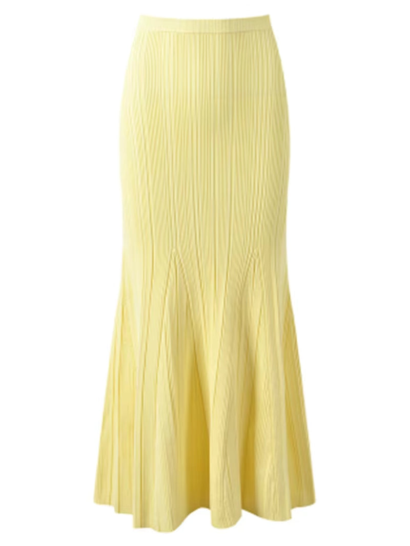 Solid Sexy Two Piece Sets for Women Lapel Long Sleeve Spliced Button Shirt High Wasi Slim Bodycon Skirt Knitted Suits Female