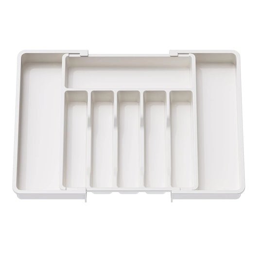 Upgradation Adjustable Flatware Tableware Organizer with Dividers Utensil Holder Plastic Storage Tray for Spoons Forks Knives