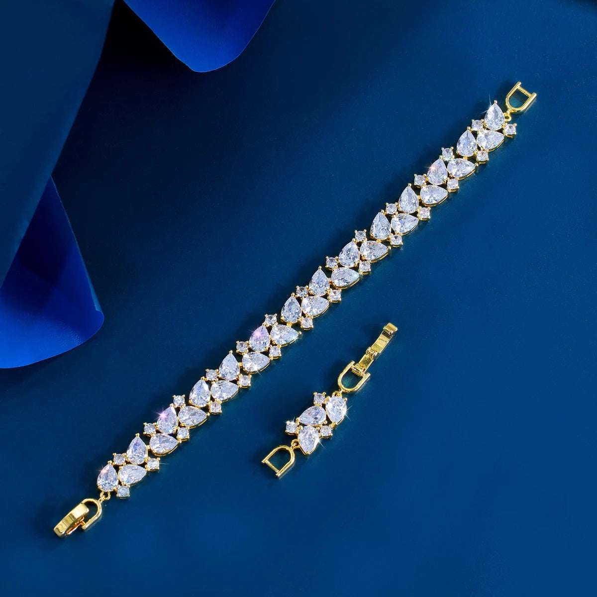 Shiny African Cubic Zirconia Dubai Gold Plated Engagement Wedding Bridal Bracelet Jewelry Accessories for Women CB267