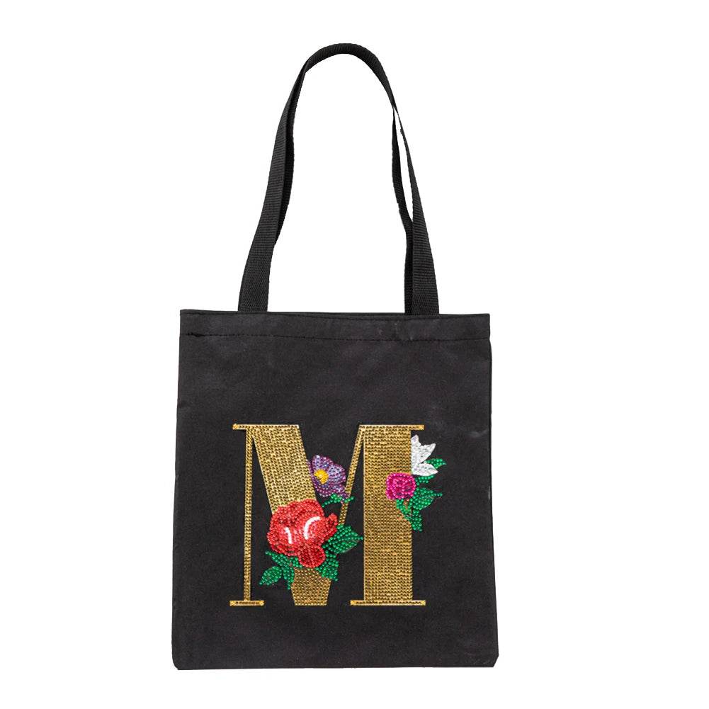 A-Z DIY Diamond Painting Handbag Mosaic Drill Eco-Friendly Shopping Storage Bags Cross Stitch Grocery Tote Home Craft Organizer