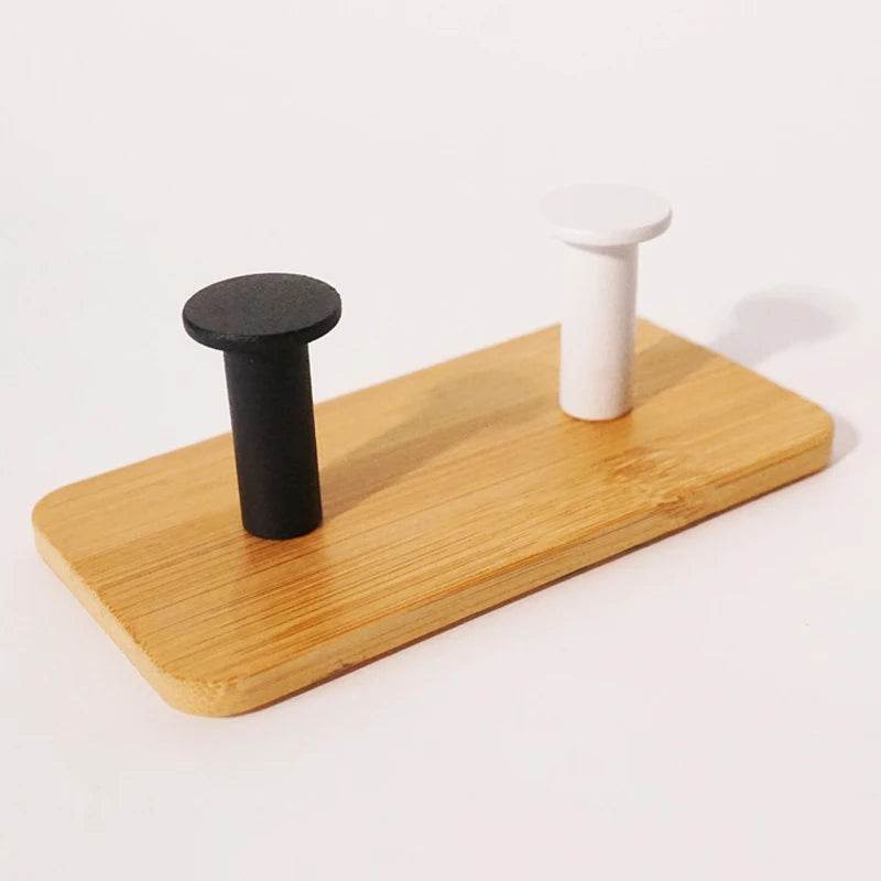 1Pcs Bamboo Wood Hook Wall Clothes Hanger Door Keychain Holder Sticky Hook Kitchen Gadgets for Home Bathroom Accessories Cozinha