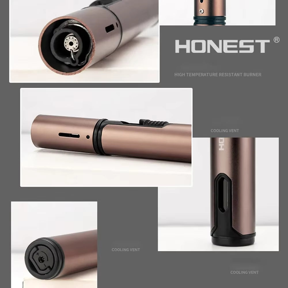 New HONEST Cigar Lighter Jet Flame Portable Butane Torch Lighter with Punch Mini Plastic Cigarette Lighter for Gift (No Gas)
