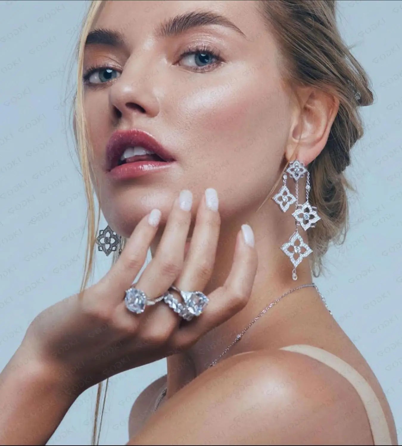 GODK TRENDY Long Tassel Statement Necklace for Women Wedding Party Cubic Zircon CRYSTAL CZ Dubai Bridal Jewelry Gift