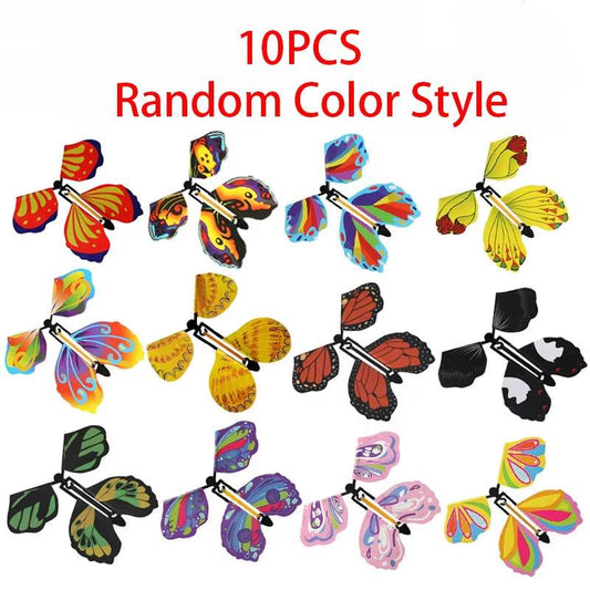 10PCS Random Color Magic Flying Butterfly Wind up Toy Bookmark Internet Celebrity Colorful Butterfly Simulation Party Gift