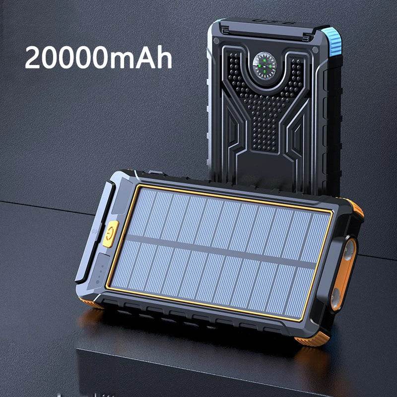 20000Mah Solar Power Bank for Iphone 11 Samsung Xiaomi Powerbank Waterproof Solar External Battery Poverbank with LED Light